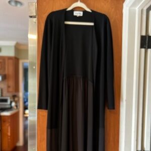 Joseph Ribkoff Long Cover Up Cardigan Duster Size 16 Black Longline Minimalist
